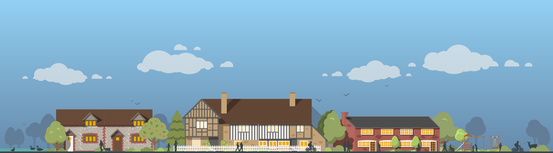 Illustration of village life in Dacorum