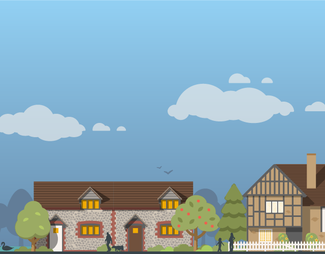 Illustration of village life in Dacorum