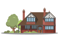 large old house surrounded by trees illustration