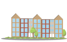 large new bulding wilth multiple flats or offices illustration