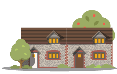 old residential building with original brickwork illustration