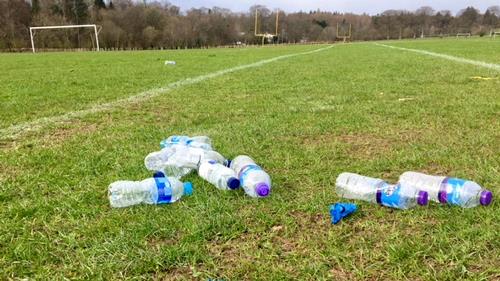 litter on sports pitch