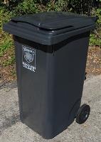Grey wheeled bin Photo of a grey wheeled bin