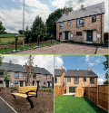 Collage of photos showing the exteriors of the new homes in Sandy Close, Kings Langley