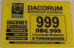 Hackney Carriage licence plate Hackney Carriage licence plate