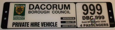 Private Hire Vehicle licence plate Private Hire Vehicle licence plate