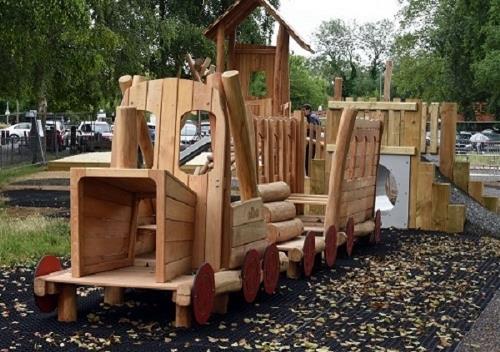 Canal Fields wooden train Canal Fields play area wooden train